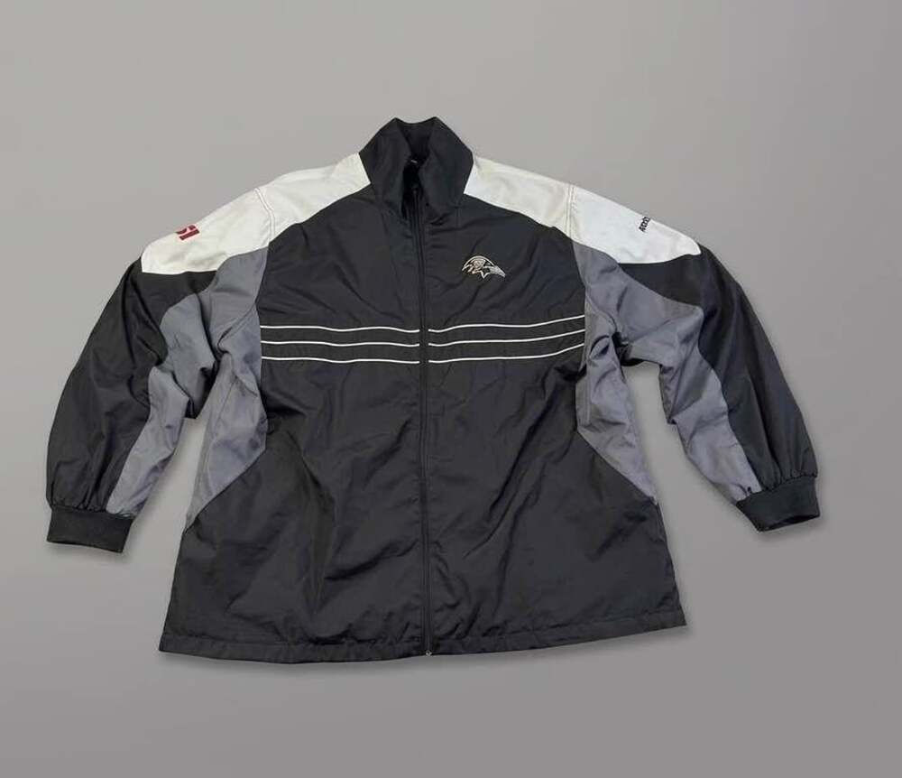 Vintage Baltimore Ravens Windbreaker Jacket Mens XL Reebok NFL Full Zip Black Gr